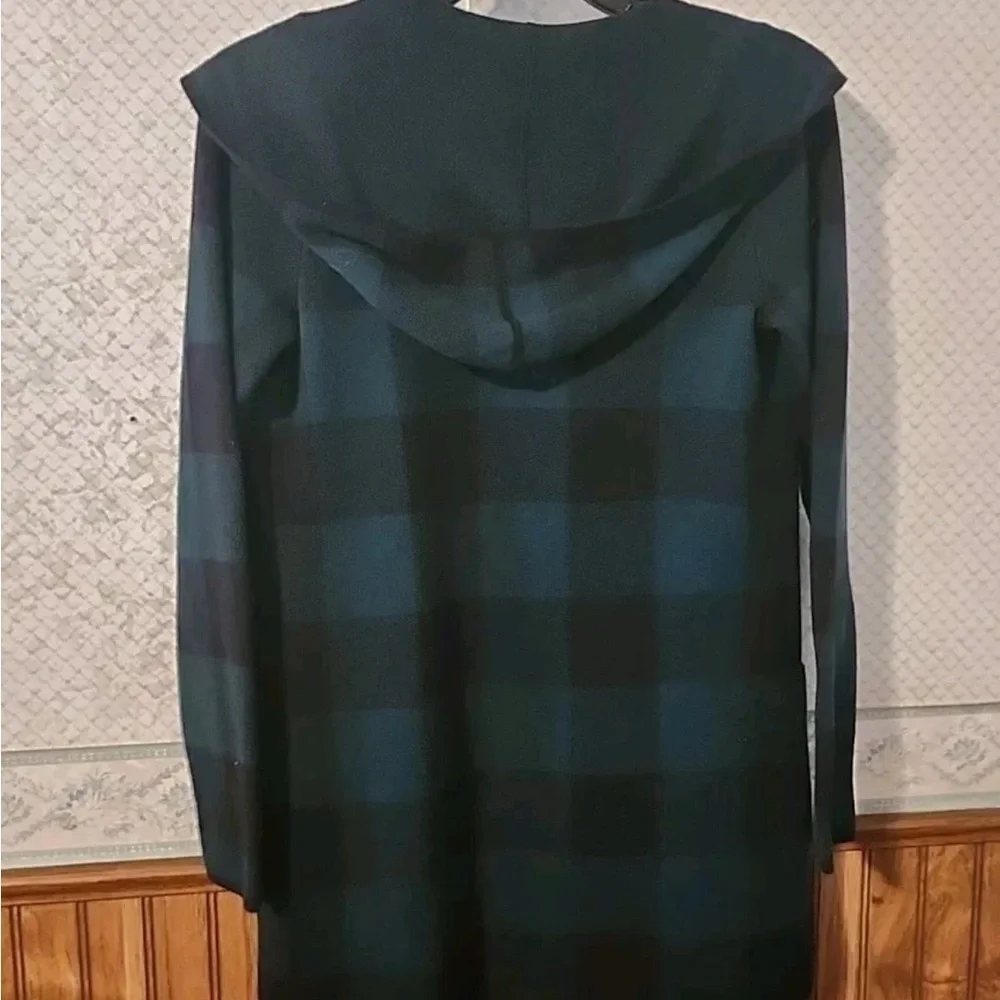 Adrienne Vittadini plaid hooded cardigan M